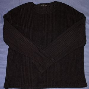 Black Ribbed Knit Sweater